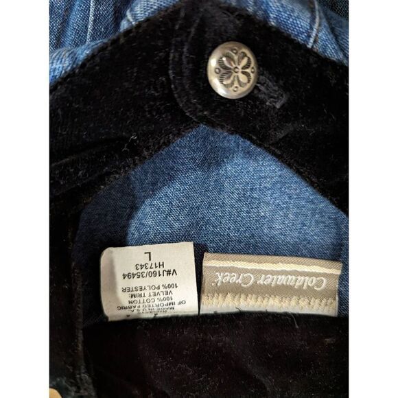 Coldwater Creek denim shacket with velvet cuffs size Large - Picture 4 of 6